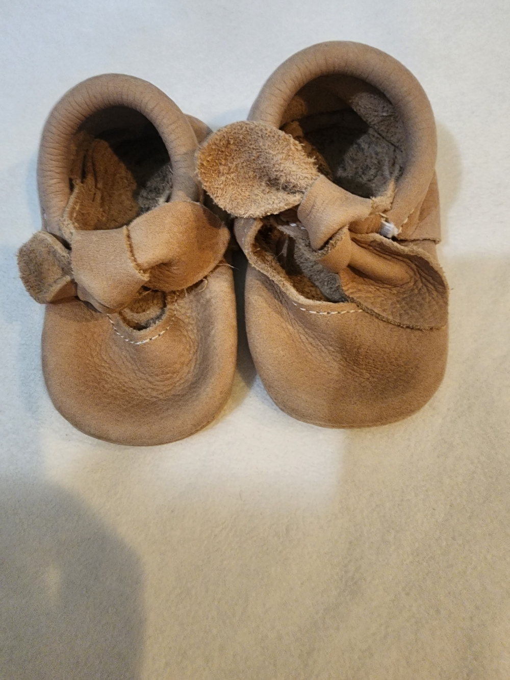 Freshly Picked Tan Leather Knotted Bow Moccasins Hard Sole 4